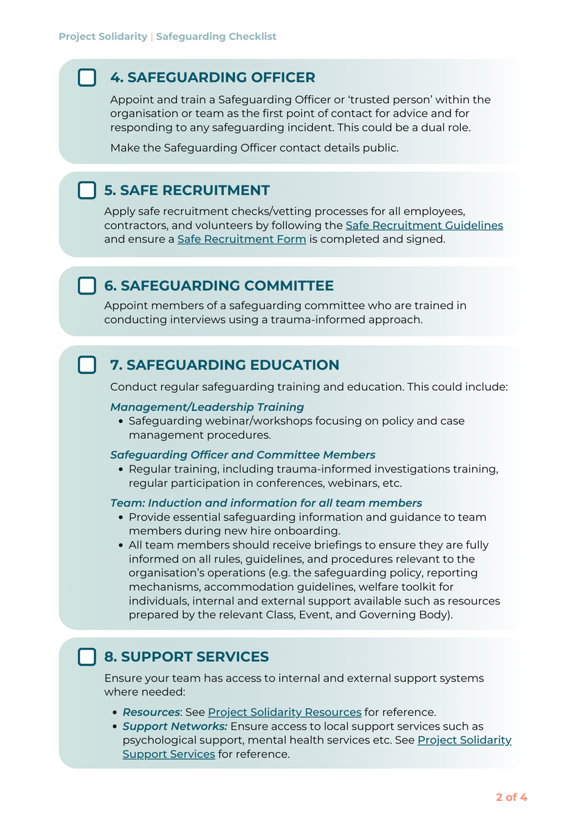 Safeguarding Checklist.pdf Safeguarding Checklist for Sailing Organisations | Project Solidarity
